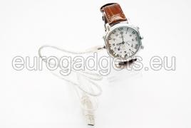 Camera in a watch with leather strap
