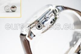 Camera in a watch with leather strap